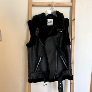 Double sided faux leather vest